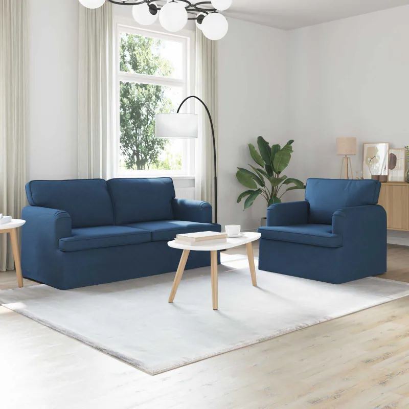 Sofos komplektas 2 pcs Mėlyna 162 x 80 x 85 cm audinys