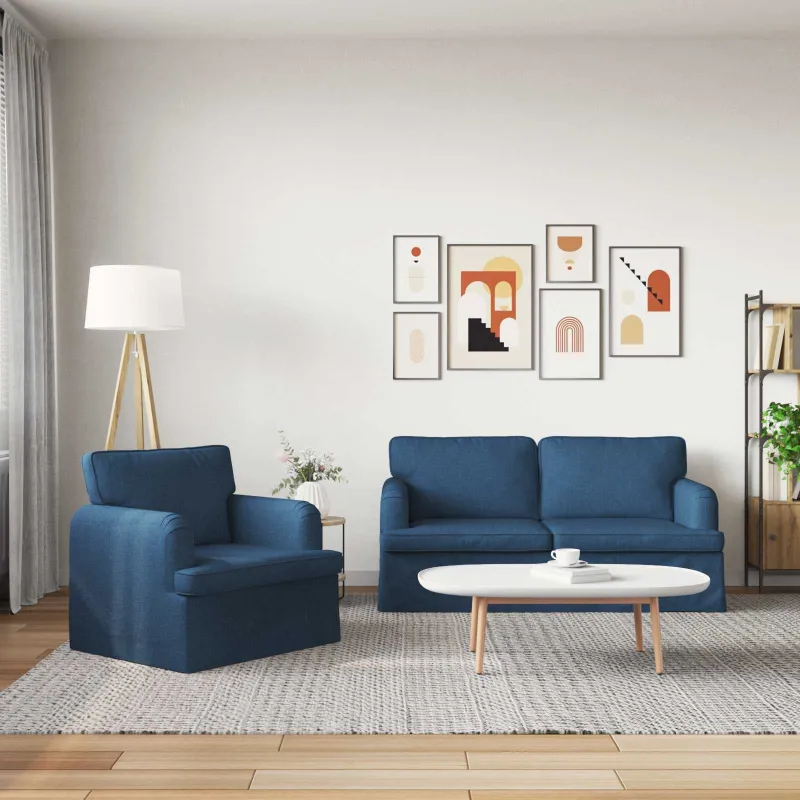 Sofos komplektas 2 pcs Mėlyna 162 x 80 x 85 cm audinys