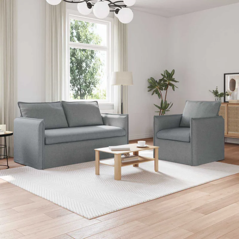 Sofos komplektas 2 pcs Šviesiai pilka 156 x 82 x 85 cm Audinys