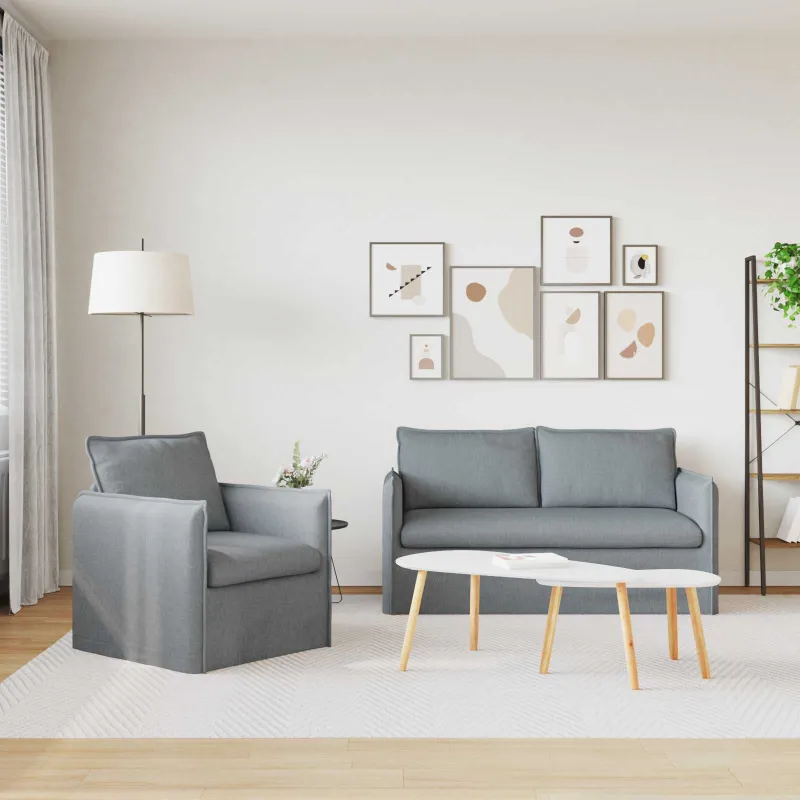 Sofos komplektas 2 pcs Šviesiai pilka 156 x 82 x 85 cm Audinys