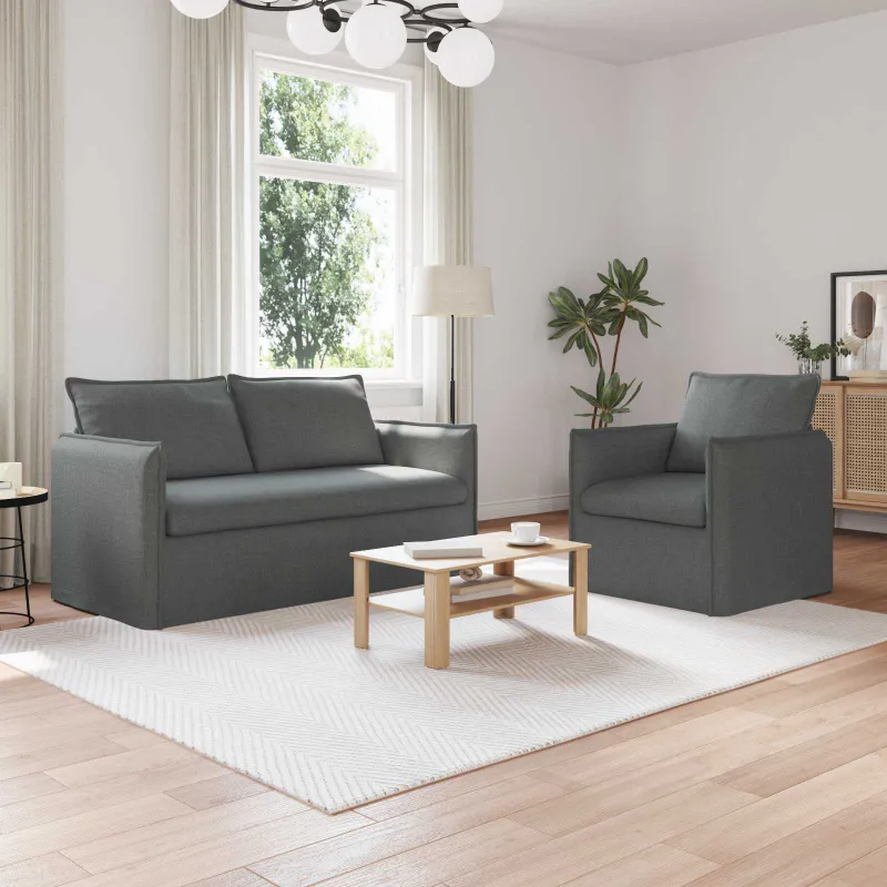 Sofos komplektas 2 pcs Tamsiai pilka 156 x 82 x 85 cm Audinys