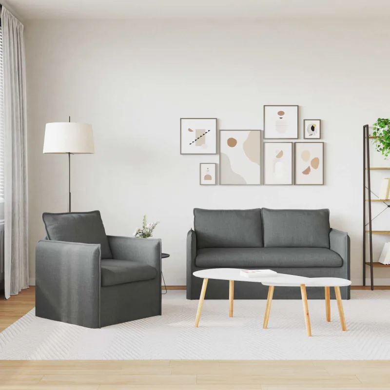Sofos komplektas 2 pcs Tamsiai pilka 156 x 82 x 85 cm Audinys