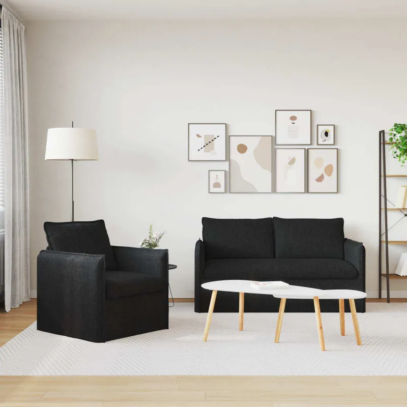Sofos komplektas 2 pcs Juoda 156 x 82 x 85 cm Audinys