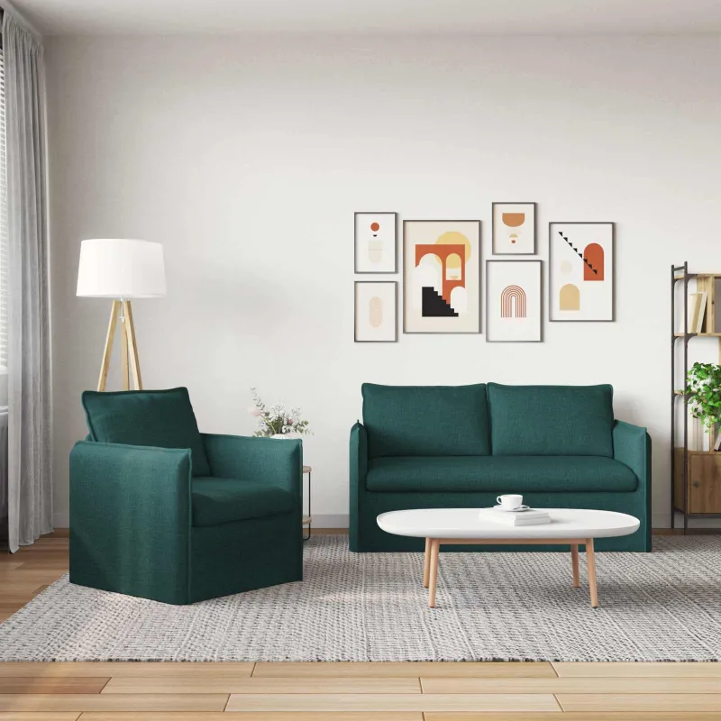 Sofos komplektas 2 pcs Tamsiai žalia 156 x 82 x 85 cm Audinys