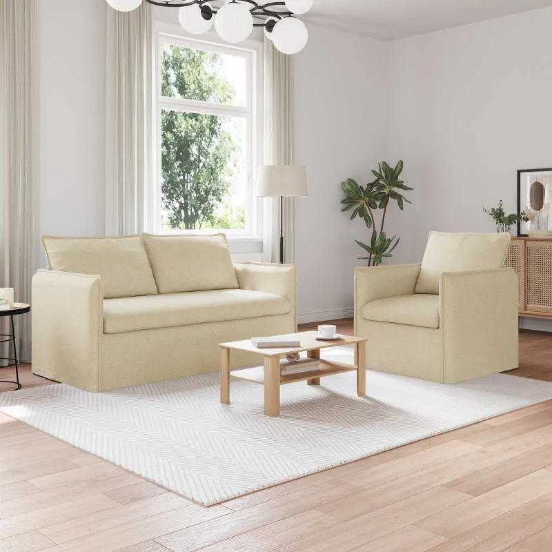 Sofos komplektas 2 pcs Kreminė 156 x 82 x 85 cm Audinys
