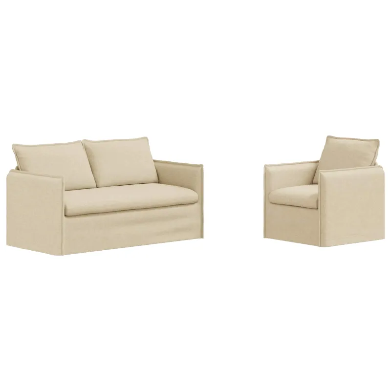 Sofos komplektas 2 pcs Kreminė 156 x 82 x 85 cm Audinys