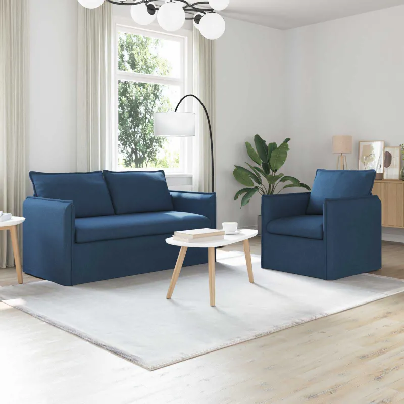 Sofos komplektas 2 pcs Mėlyna 156 x 82 x 85 cm Audinys