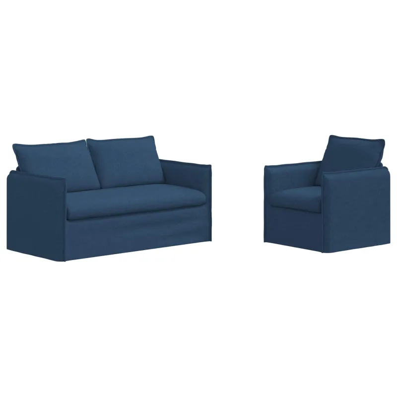 Sofos komplektas 2 pcs Mėlyna 156 x 82 x 85 cm Audinys