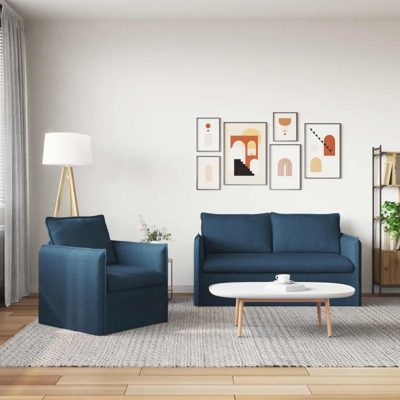 Sofos komplektas 2 pcs Mėlyna 156 x 82 x 85 cm Audinys