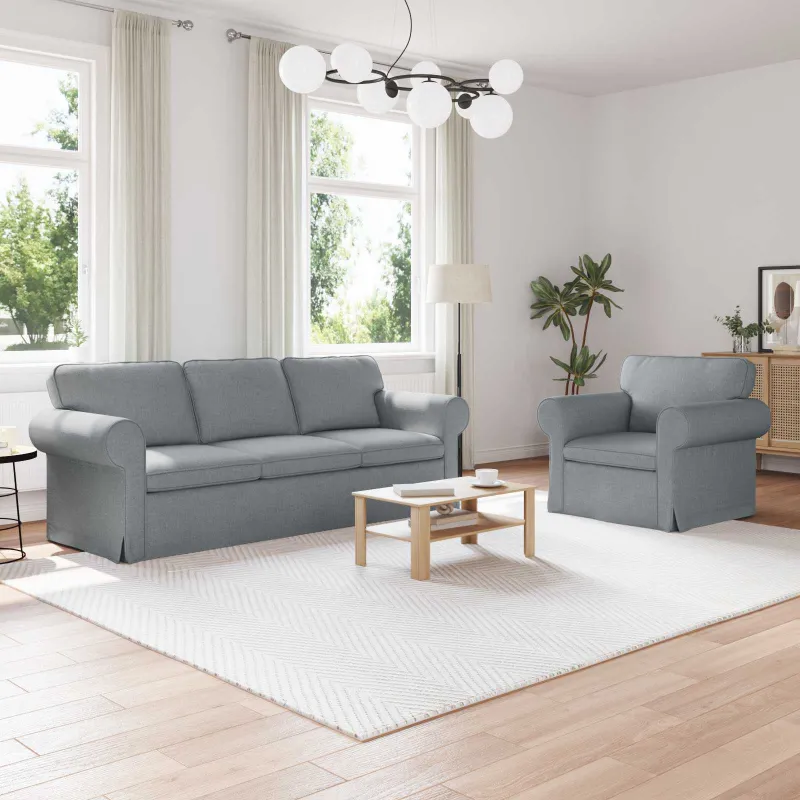 Sofos komplektas 2 pcs Šviesiai pilka 215 x 82 x 80 cm audinys