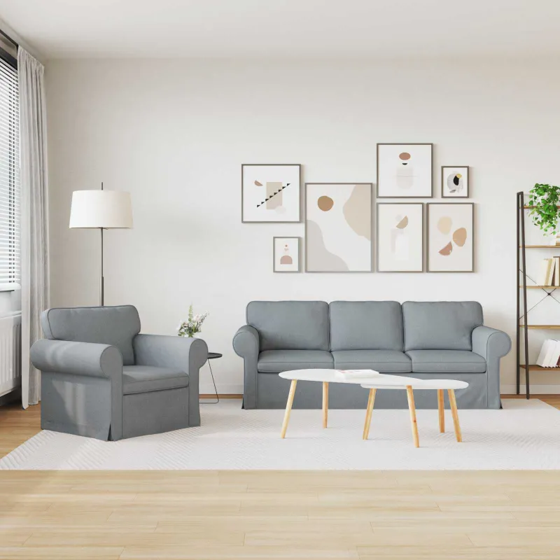 Sofos komplektas 2 pcs Šviesiai pilka 215 x 82 x 80 cm audinys