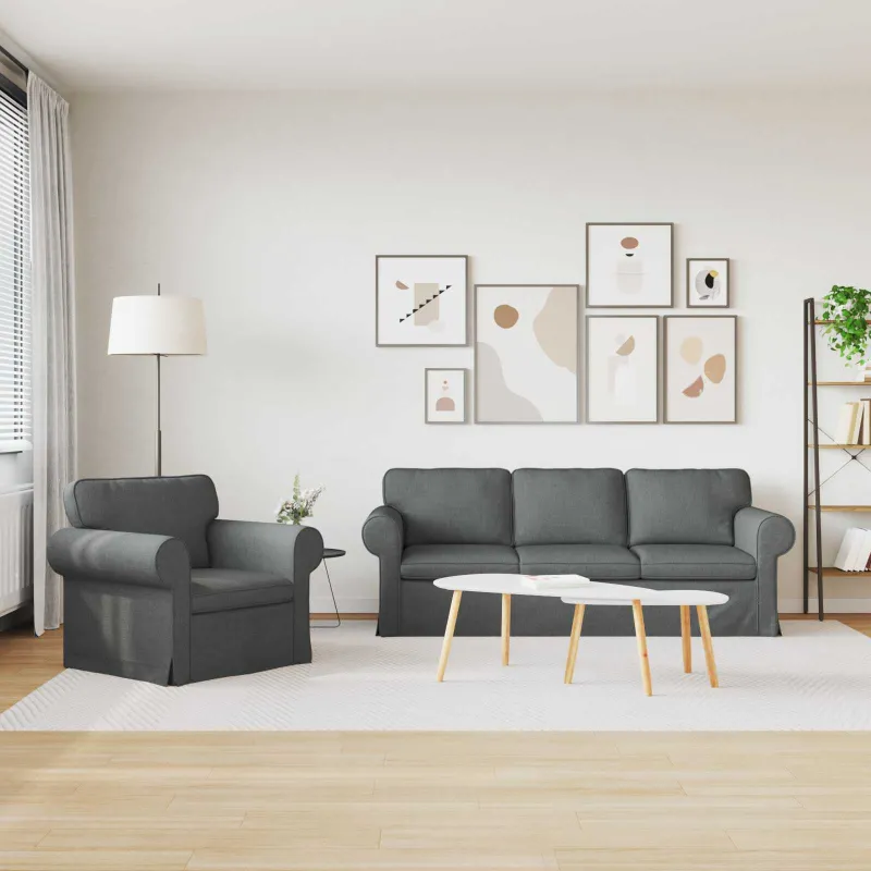 Sofos komplektas 2 pcs Tamsiai pilka 215 x 82 x 80 cm audinys