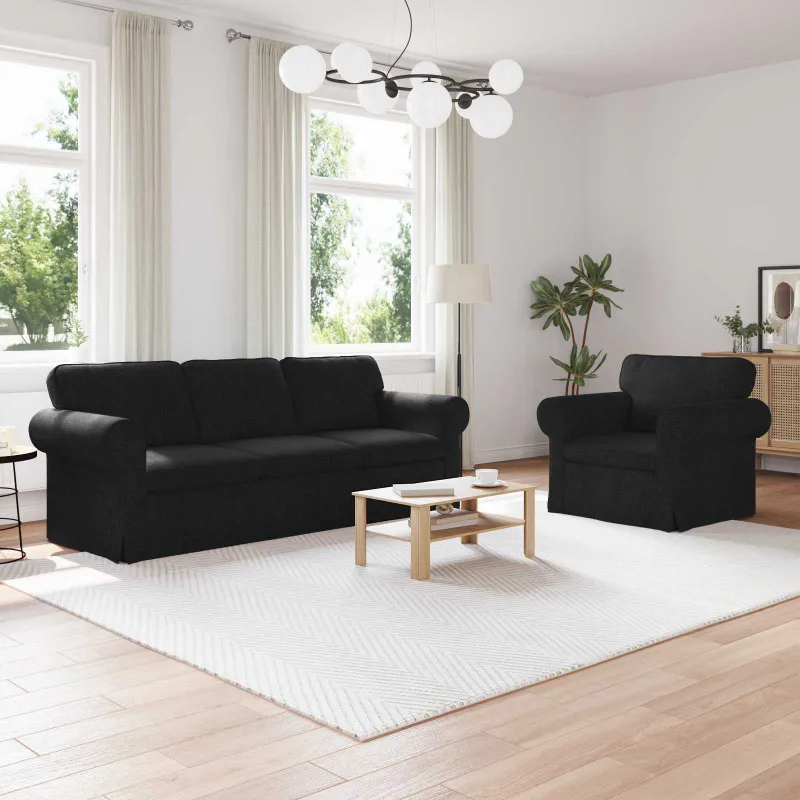 Sofos komplektas 2 pcs Juoda 215 x 82 x 80 cm audinys