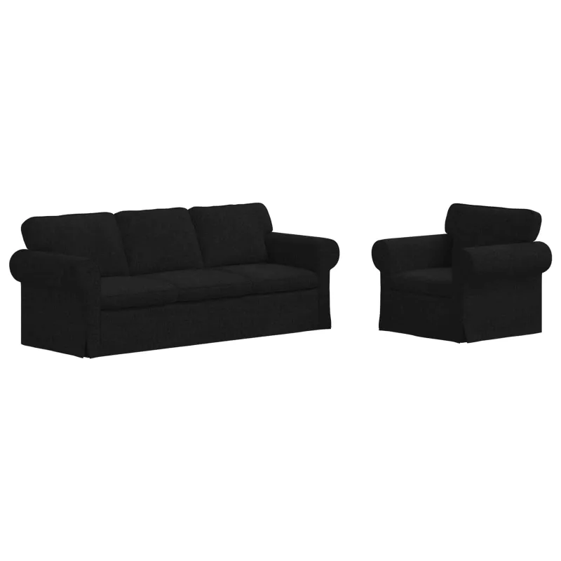 Sofos komplektas 2 pcs Juoda 215 x 82 x 80 cm audinys