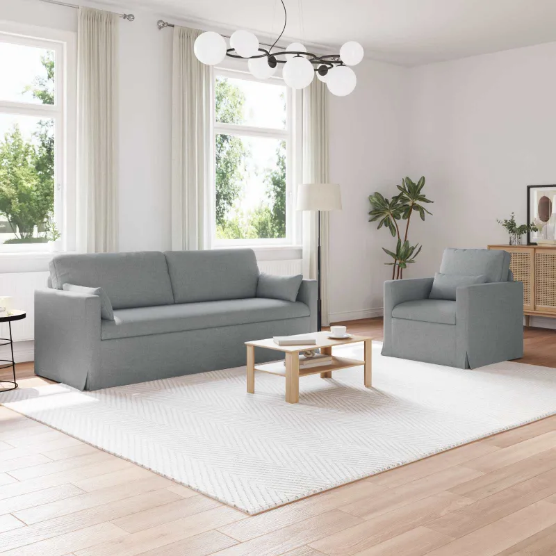 Sofos komplektas 2 pcs Šviesiai pilka 198 x 78 x 80 cm audinys