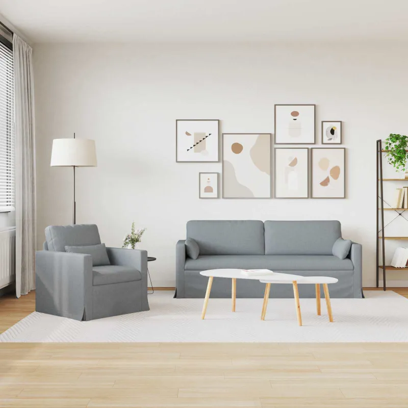 Sofos komplektas 2 pcs Šviesiai pilka 198 x 78 x 80 cm audinys