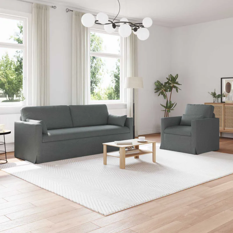 Sofos komplektas 2 pcs Tamsiai pilka 198 x 78 x 80 cm audinys