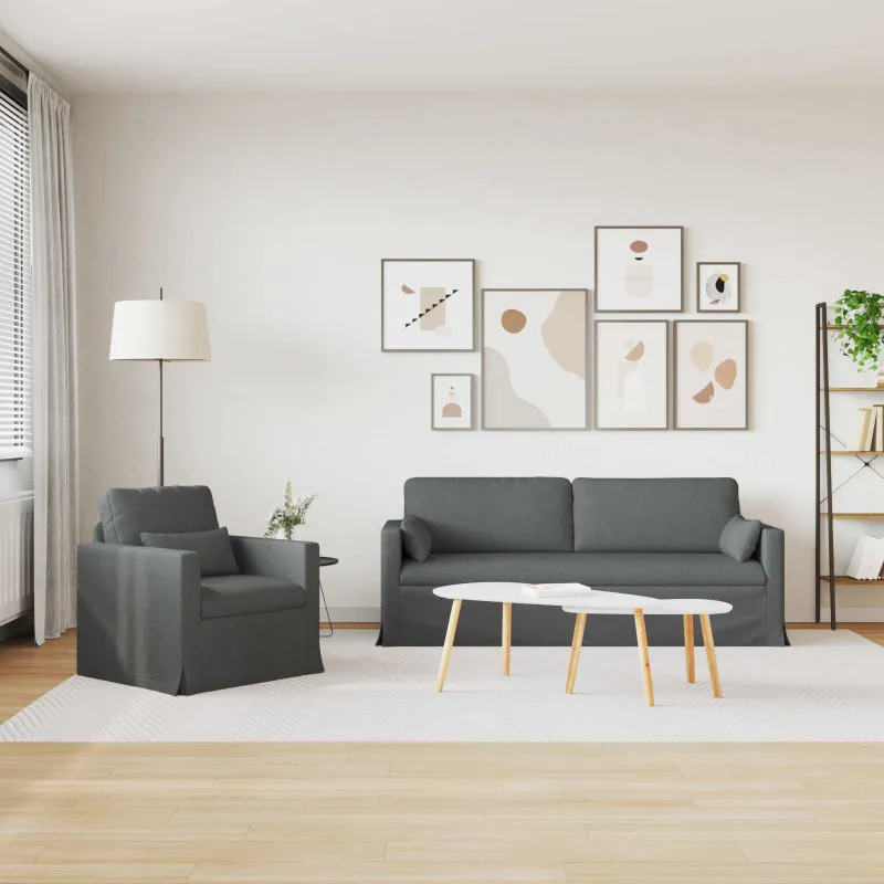 Sofos komplektas 2 pcs Tamsiai pilka 198 x 78 x 80 cm audinys