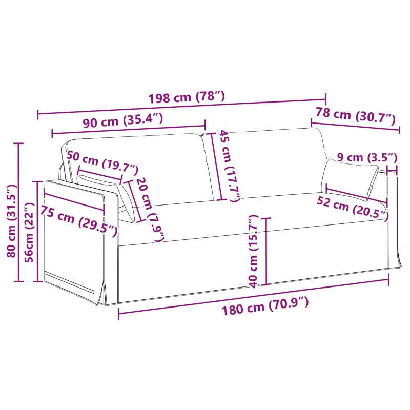 Sofos komplektas 2 pcs Tamsiai pilka 198 x 78 x 80 cm audinys