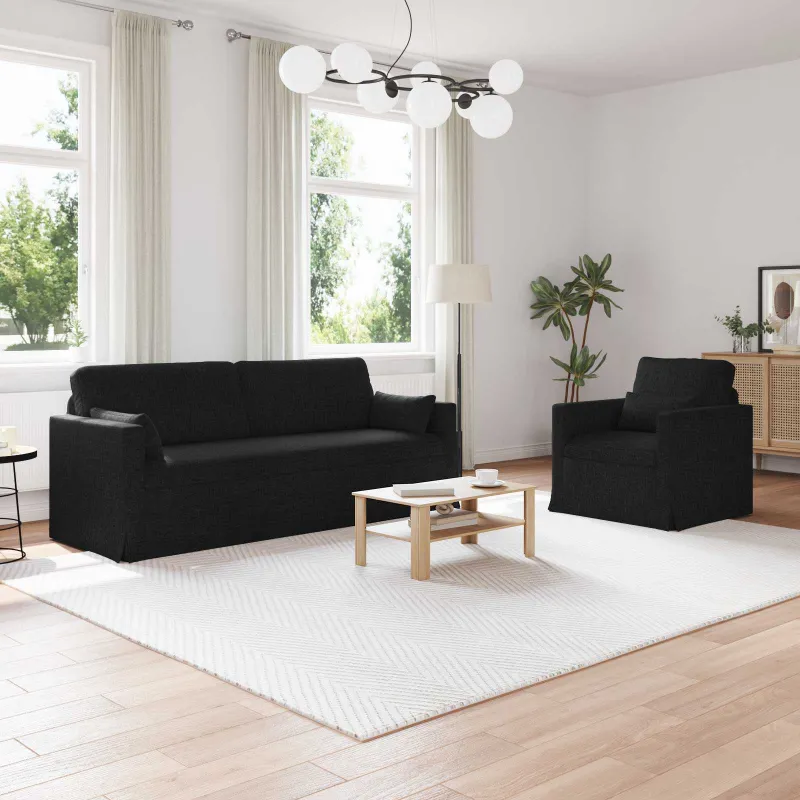 Sofos komplektas 2 pcs Juoda 198 x 78 x 80 cm audinys