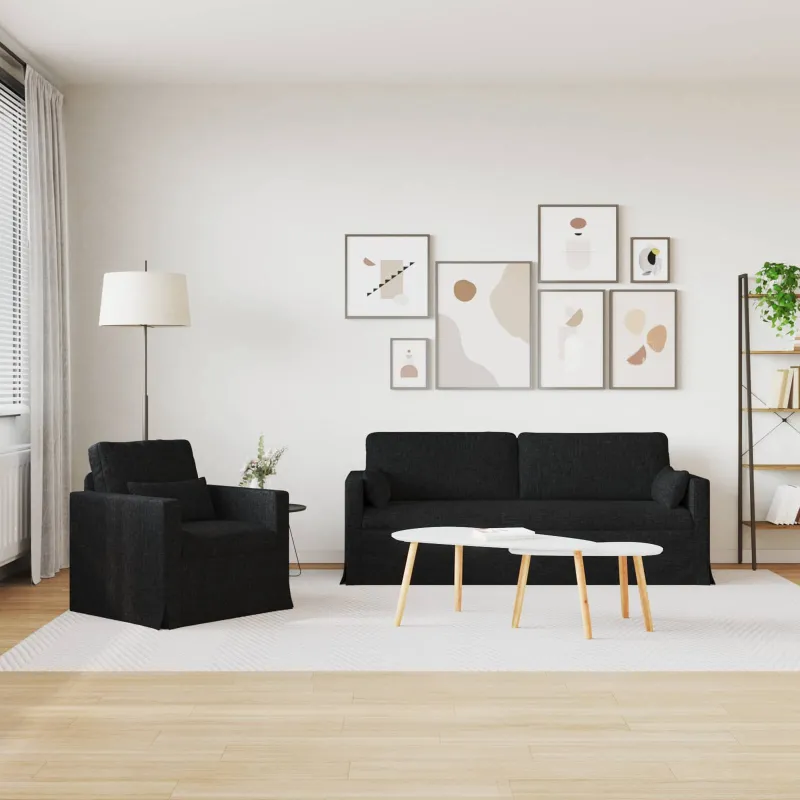 Sofos komplektas 2 pcs Juoda 198 x 78 x 80 cm audinys