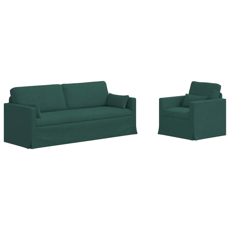 Sofos komplektas 2 pcs Tamsiai žalia 198 x 78 x 80 cm audinys