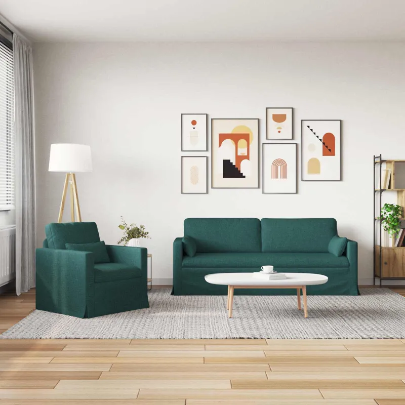 Sofos komplektas 2 pcs Tamsiai žalia 198 x 78 x 80 cm audinys