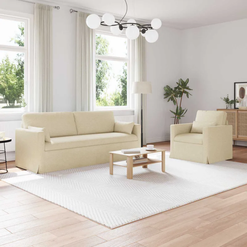 Sofos komplektas 2 pcs Kreminė 198 x 78 x 80 cm audinys