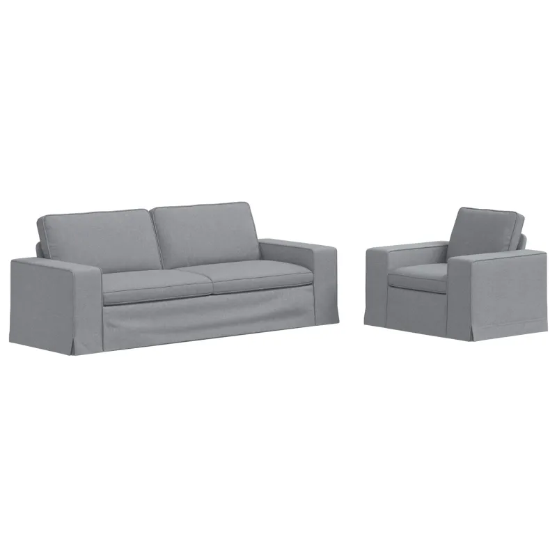 Sofos komplektas 2 pcs Šviesiai pilka 222 x 80 x 82 cm audinys