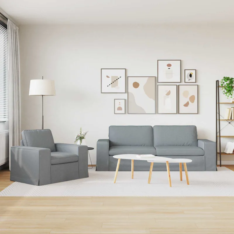 Sofos komplektas 2 pcs Šviesiai pilka 222 x 80 x 82 cm audinys