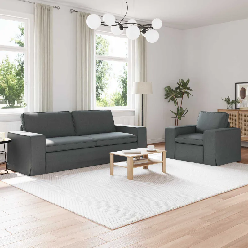 Sofos komplektas 2 pcs Tamsiai pilka 222 x 80 x 82 cm audinys