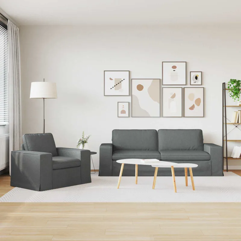 Sofos komplektas 2 pcs Tamsiai pilka 222 x 80 x 82 cm audinys