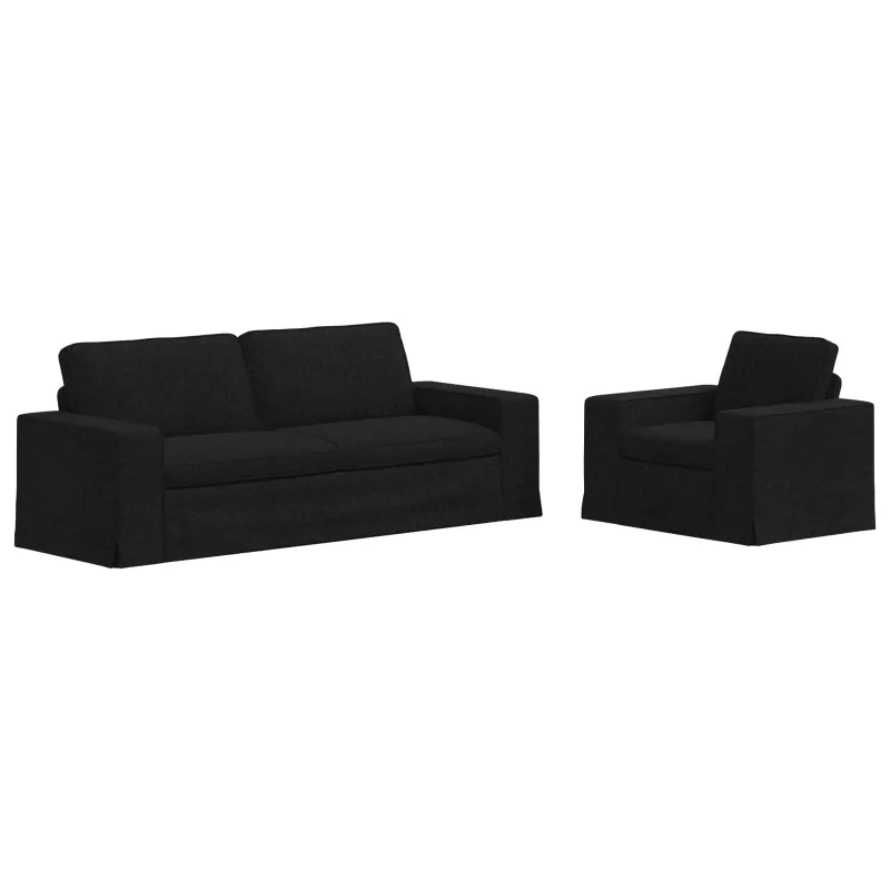 Sofos komplektas 2 pcs Juoda 222 x 80 x 82 cm audinys