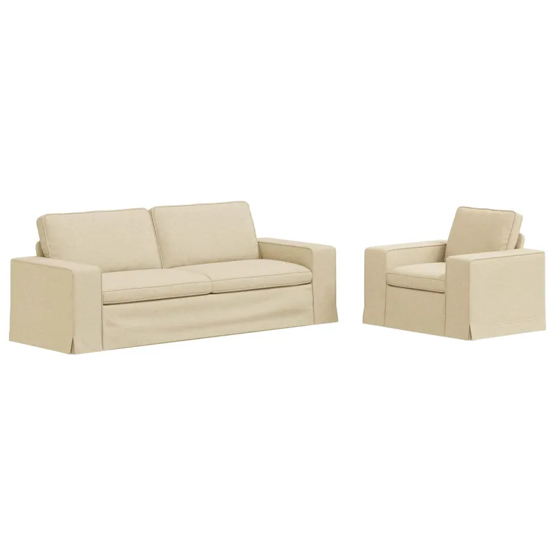 Sofos komplektas 2 pcs Kreminė 222 x 80 x 82 cm audinys