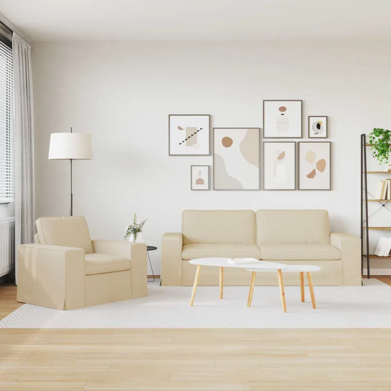Sofos komplektas 2 pcs Kreminė 222 x 80 x 82 cm audinys