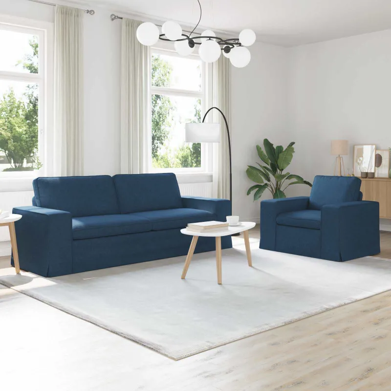 Sofos komplektas 2 pcs Mėlyna 222 x 80 x 82 cm audinys
