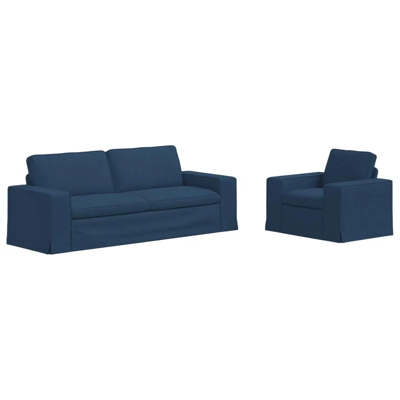 Sofos komplektas 2 pcs Mėlyna 222 x 80 x 82 cm audinys