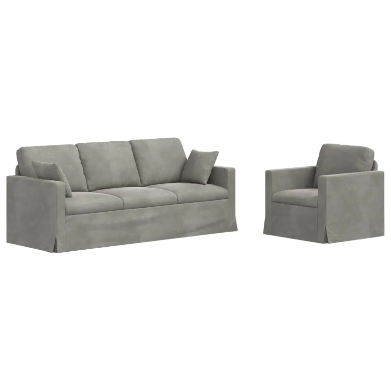 Sofos komplektas 2 pcs Šviesiai pilka 198 x 78 x 80 cm Aksomas