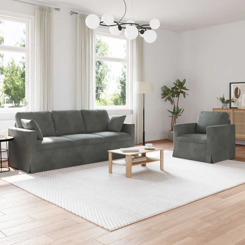 Sofos komplektas 2 pcs Tamsiai pilka 198 x 78 x 80 cm Aksomas