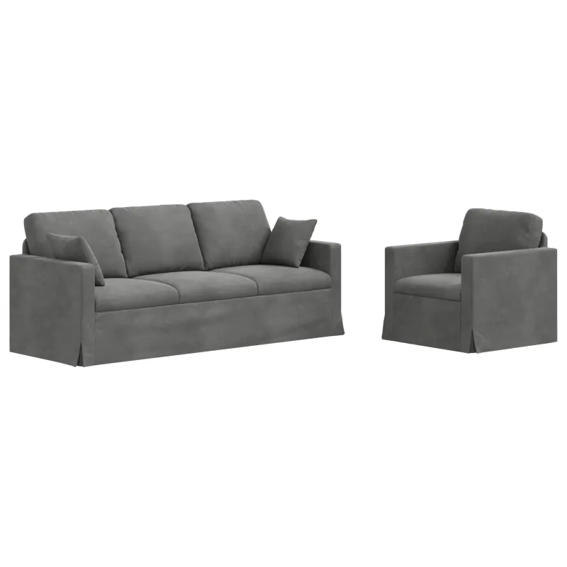 Sofos komplektas 2 pcs Tamsiai pilka 198 x 78 x 80 cm Aksomas