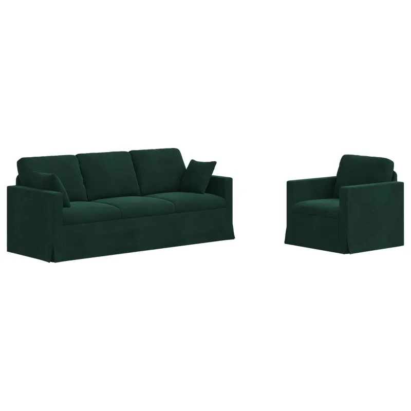 Sofos komplektas 2 pcs Tamsiai žalia 198 x 78 x 80 cm Aksomas