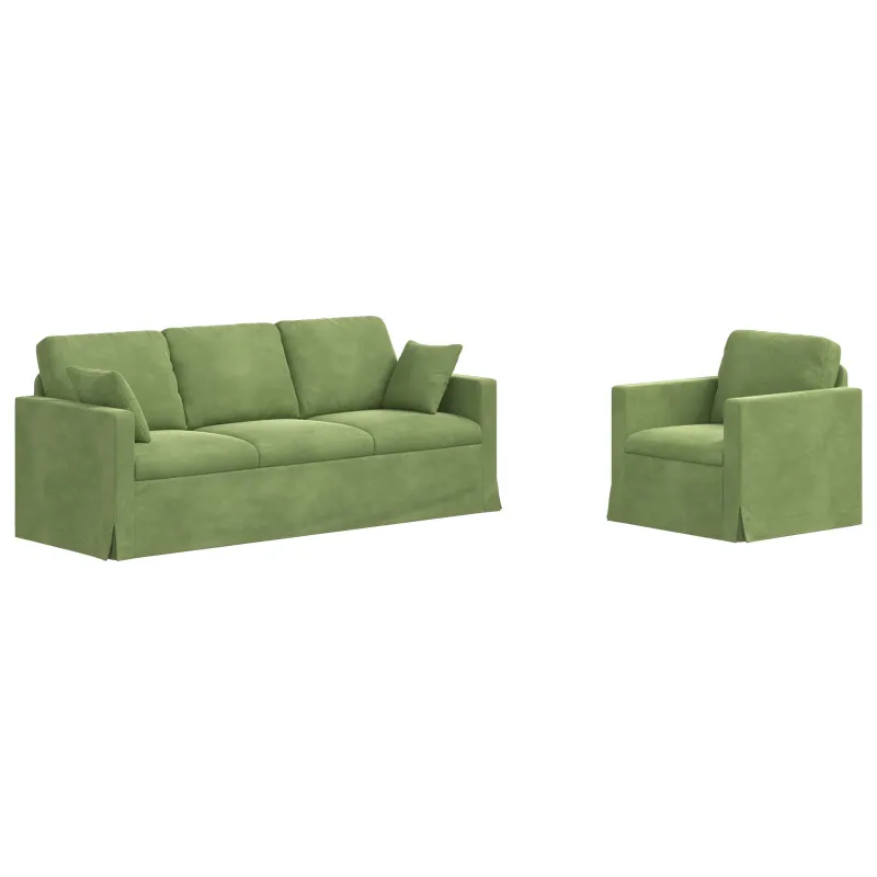 Sofos komplektas 2 pcs Šviesiai žalia 198 x 78 x 80 cm Aksomas