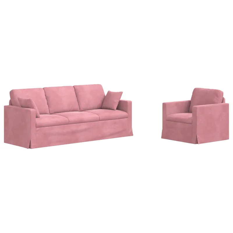 Sofos komplektas 2 pcs Rožinė 198 x 78 x 80 cm Aksomas