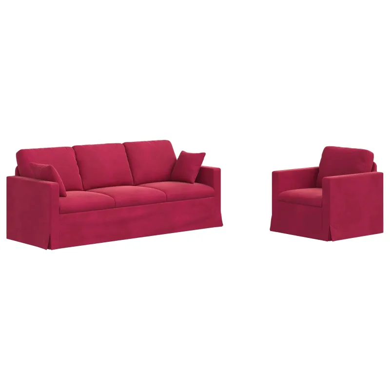 Sofos komplektas 2 pcs Vyno raudona 198 x 78 x 80 cm Aksomas