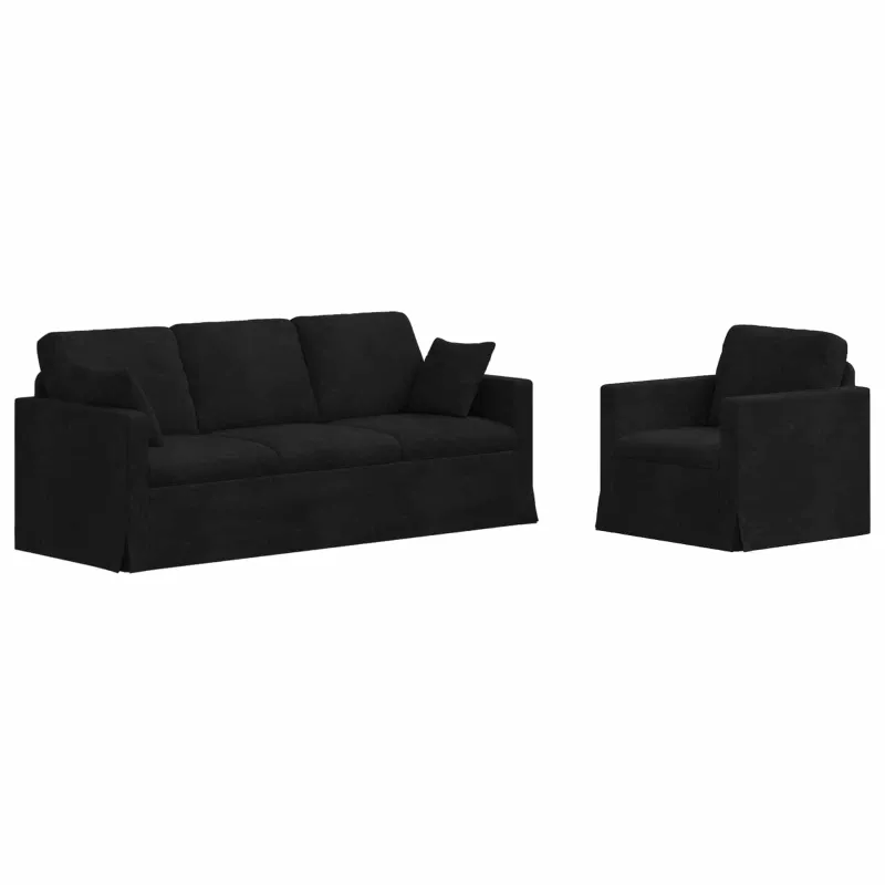 Sofos komplektas 2 pcs Juoda 198 x 78 x 80 cm Aksomas