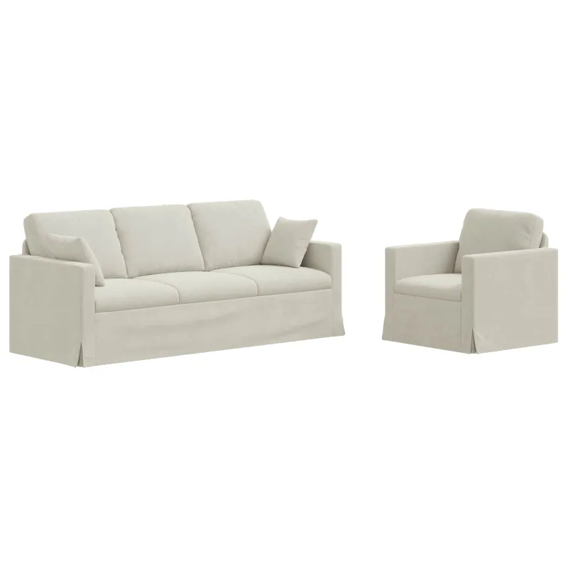Sofos komplektas 2 pcs Kreminė 198 x 78 x 80 cm Aksomas
