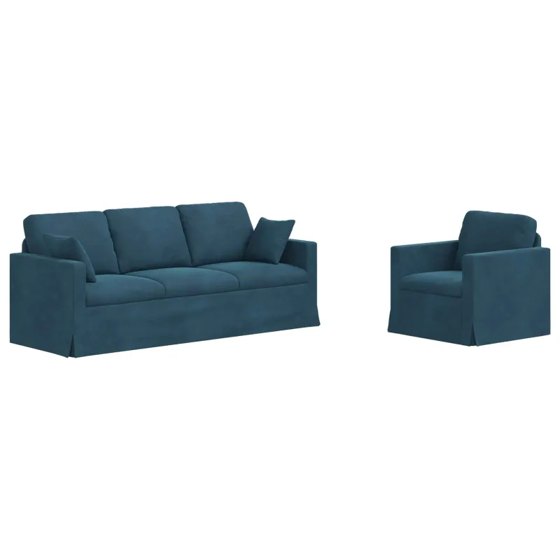 Sofos komplektas 2 pcs Mėlyna 198 x 78 x 80 cm Aksomas
