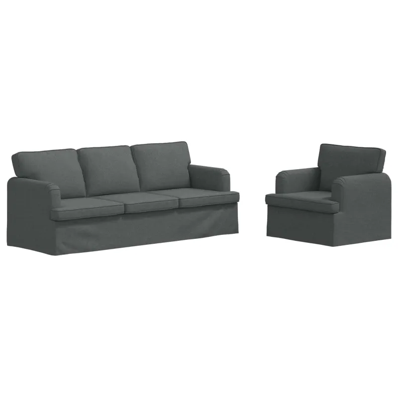 Sofos komplektas 2 pcs Tamsiai pilka 201 x 80 x 85 cm audinys