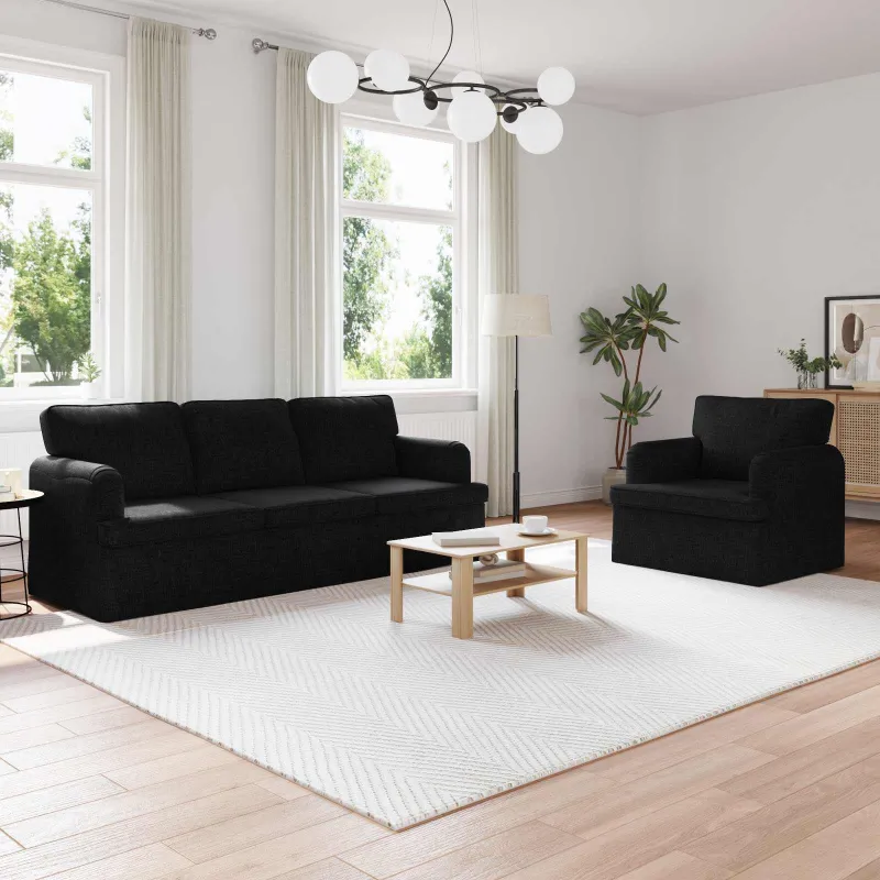 Sofos komplektas 2 pcs Juoda 201 x 80 x 85 cm audinys
