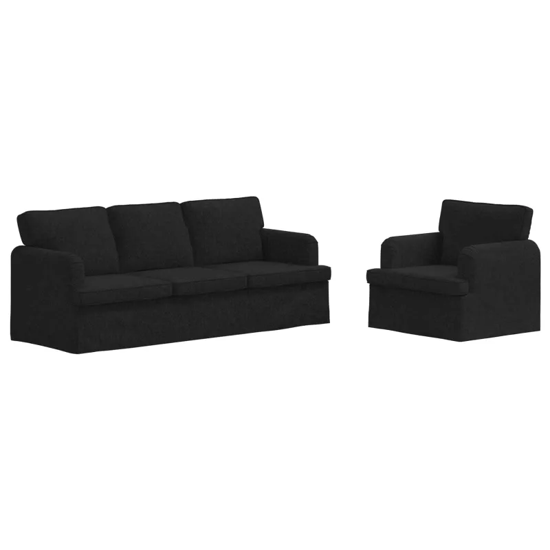 Sofos komplektas 2 pcs Juoda 201 x 80 x 85 cm audinys